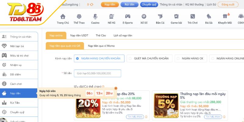 3 điều kiện cơ bản cần đăng ký khi nạp tiền TD88