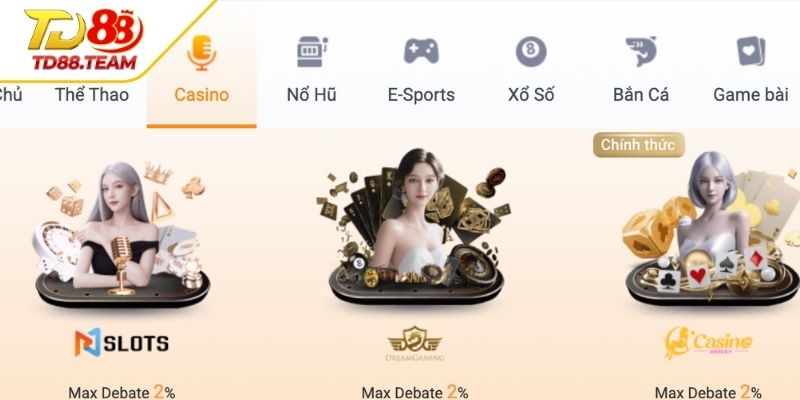 Danh sách các sản phẩm casino hấp dẫn bậc nhất tại TD88